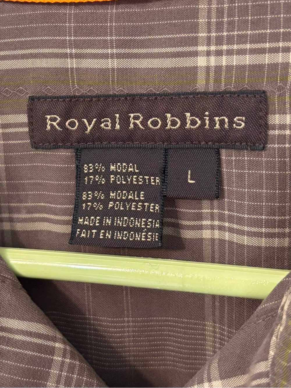 Royal Robbins Gorpcore Modal Blend Plaid Button Down Shirt Large